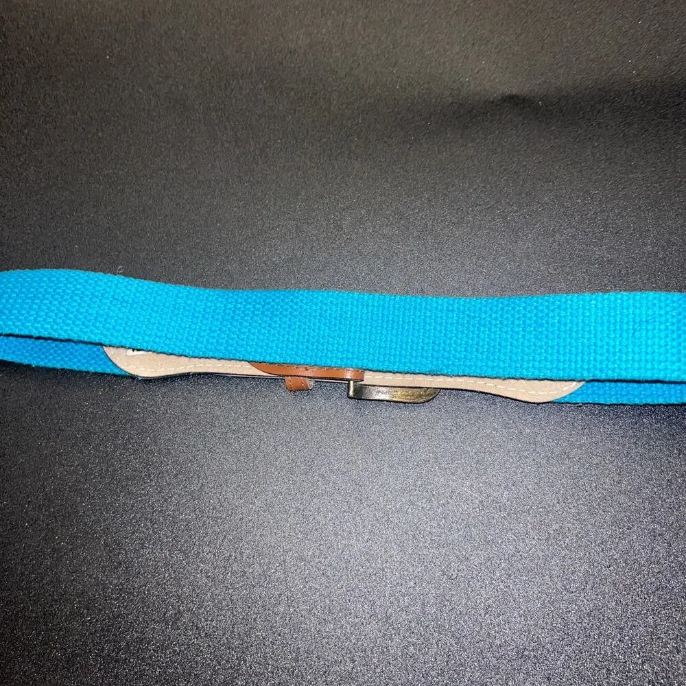Blue Woven Brown Faux Leather Adjustable Belt Women's Size 25